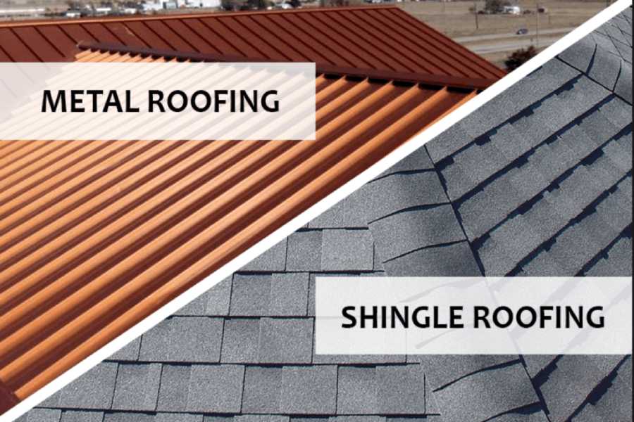 Types of roof materials, metal and shingles