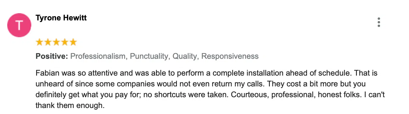 Roof Crafters 5-Star Google review